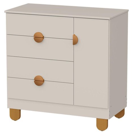 Cômoda Sapateira Apolo 1 Porta 4 Gavetas Areia Fosco - Reller