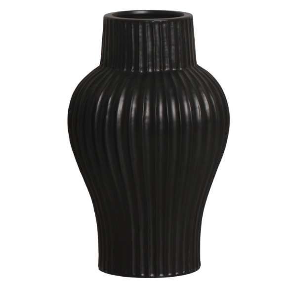 Vaso Cerâmico Texturizado Preto 21x34 Cm G Cerâmica Mazzotti