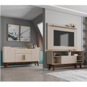 Ver imagem 1 de Conjunto Retrô Rack com Painel e Aparador Desing Curvo TV até 50 Polegadas 