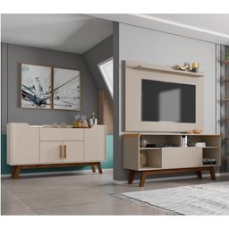 Conjunto Retrô Rack com Painel e Aparador Desing Curvo TV até 50 Polegadas  - 1