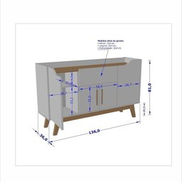 Conjunto Retrô Rack com Painel e Aparador Desing Curvo TV até 50 Polegadas  - 5