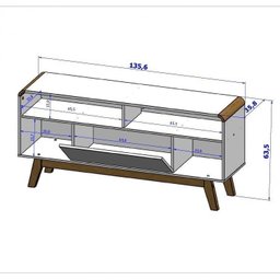 Conjunto Retrô Rack com Painel e Aparador Desing Curvo TV até 50 Polegadas  - 4