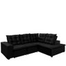 Sofá De Canto Retrátil 270x210 M 4 Lugares Chaise Preto - 4