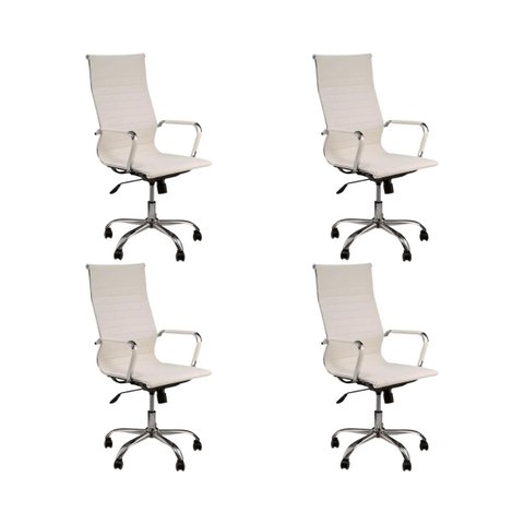Cadeira de Escritório Esteirinha Giratória Ergonômica Alta - Branco - 4