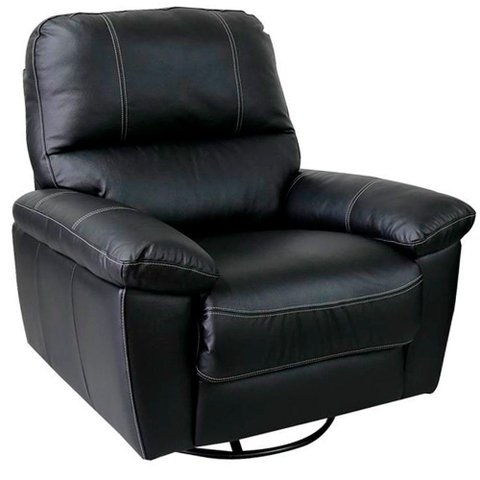 Poltrona Reclinável Giratória Glider Couro Preto