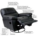 Ver imagem 2 de Poltrona Reclinável Giratória Glider Couro Preto