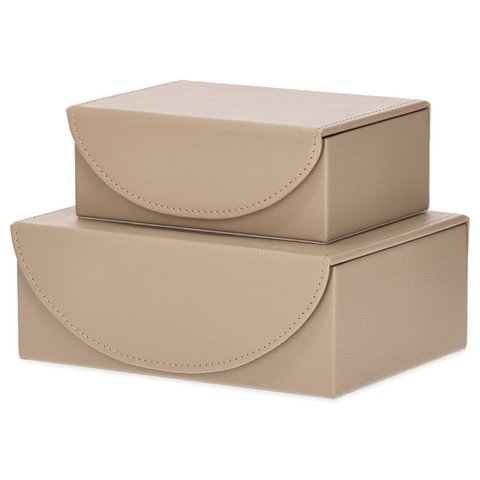Conjunto Caixas Decorativas em Pu Nude/bege - 2 Pçs