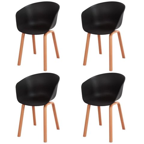 Kit 4 Cadeiras Toledo Anm8095f Anima Office Assento em Polipropileno Preto Base Aço Simulando