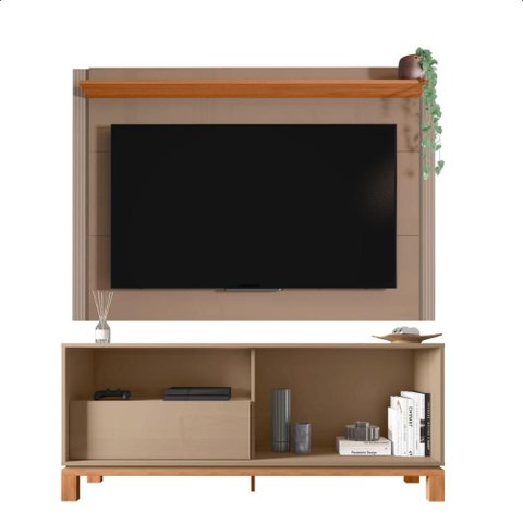 Bancada Rack com Painel para Tv até 55 Polegadas Jace Cinza