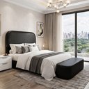 Ver imagem 2 de Cabeceira Cama Box Casal 160cm Lanna com Puff Recamier Doha W01 Couríssimo Preto - Lyam Decor