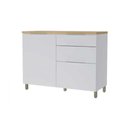 Ver imagem 1 de Gabinete de Cozinha Modulado Balcão Marquesa P/pia 1 Porta e 3 Gaveta C/ Tampo 120cm Branca/nature