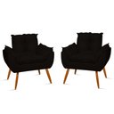 Ver imagem 1 de Kit 2 Cadeiras Poltronas Opala Suede Preta