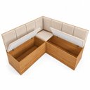 Ver imagem 3 de Canto Alemão Baú com Mesa Retangular Tampo em Vidro e 2 Cadeiras 120x80cm Casuá Mel Off White