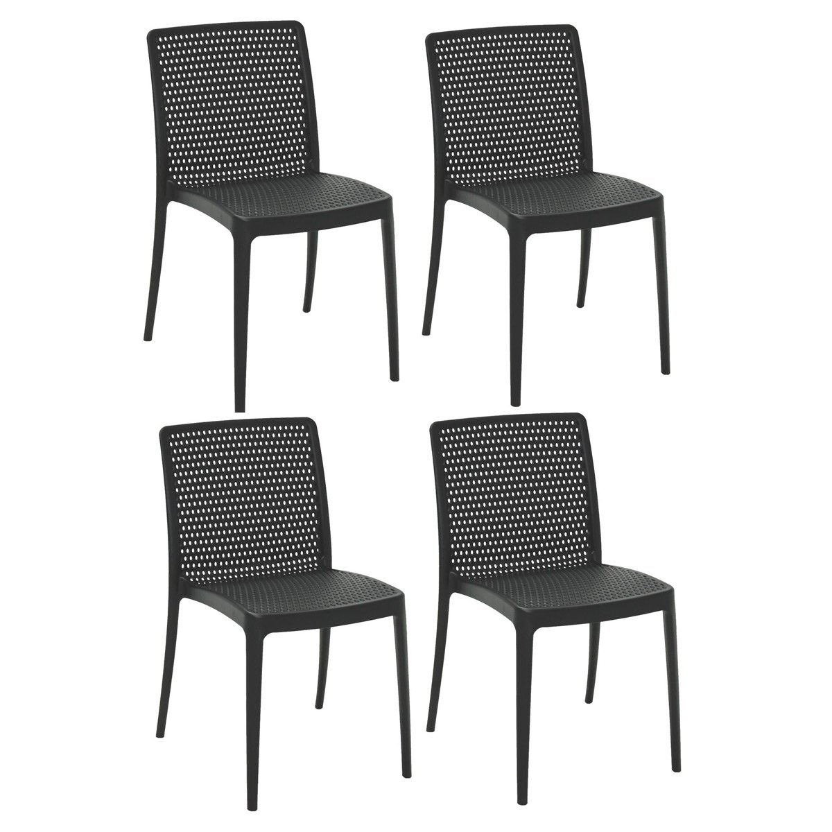 Conjunto 4 Cadeiras de Plástico Polipropileno com Fibra de Vidro Isabelle - Tramontina - Preto 92150 - 1