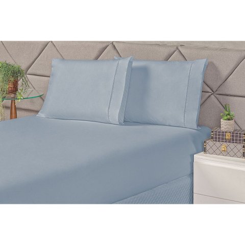 Jogo de Cama Laura Casal Queen 3 Peças:azul Bebe