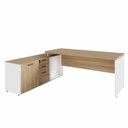 Ver imagem 4 de Mesa em L para Escritório Mesa Dinâmica 1,50m C Armário e Cx de Tomadas 3 Gavetas Macadâmia