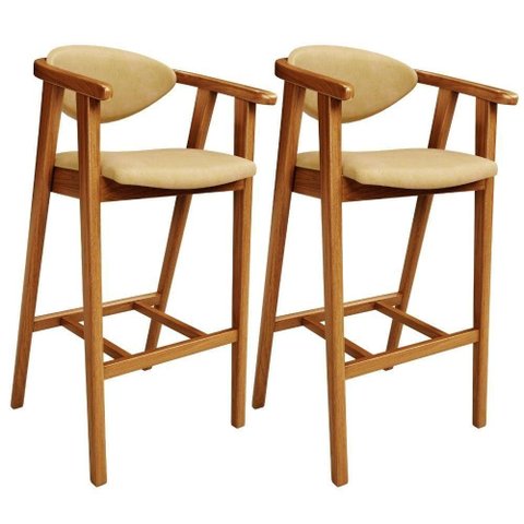 Kit 2 Banquetas Alta para Cozinha Bancada Bar Sala de Jantar Fixa Cecília L02 Couríssimo Casco