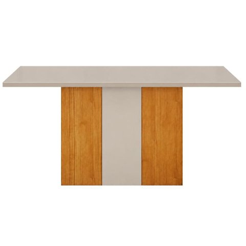 Mesa de Jantar Doha 120x80 Canto Reto com Vidro Cinamomo Off White Off White - Leifer