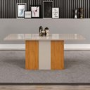 Ver imagem 3 de Mesa de Jantar Doha 120x80 Canto Reto com Vidro Cinamomo Off White Off White - Leifer