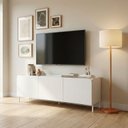 Ver imagem 1 de Rack para TV 55 Polegadas 3 Portas e 2 Prateleiras Curve Branco