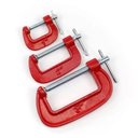 Ver imagem 1 de Kit Grampos Marceneiro Tipo C Sargento 3 Peças Jogo Completo Profissional Bancada Mesa Presilha Ferr