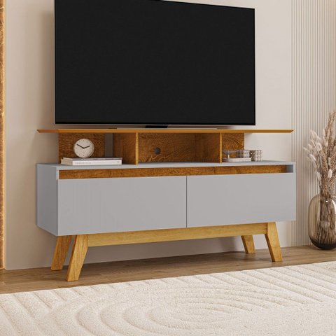 Rack para Tv até 50 Polegadas Mansell 2 Portas Naturalle/off White - Pnr Móveis