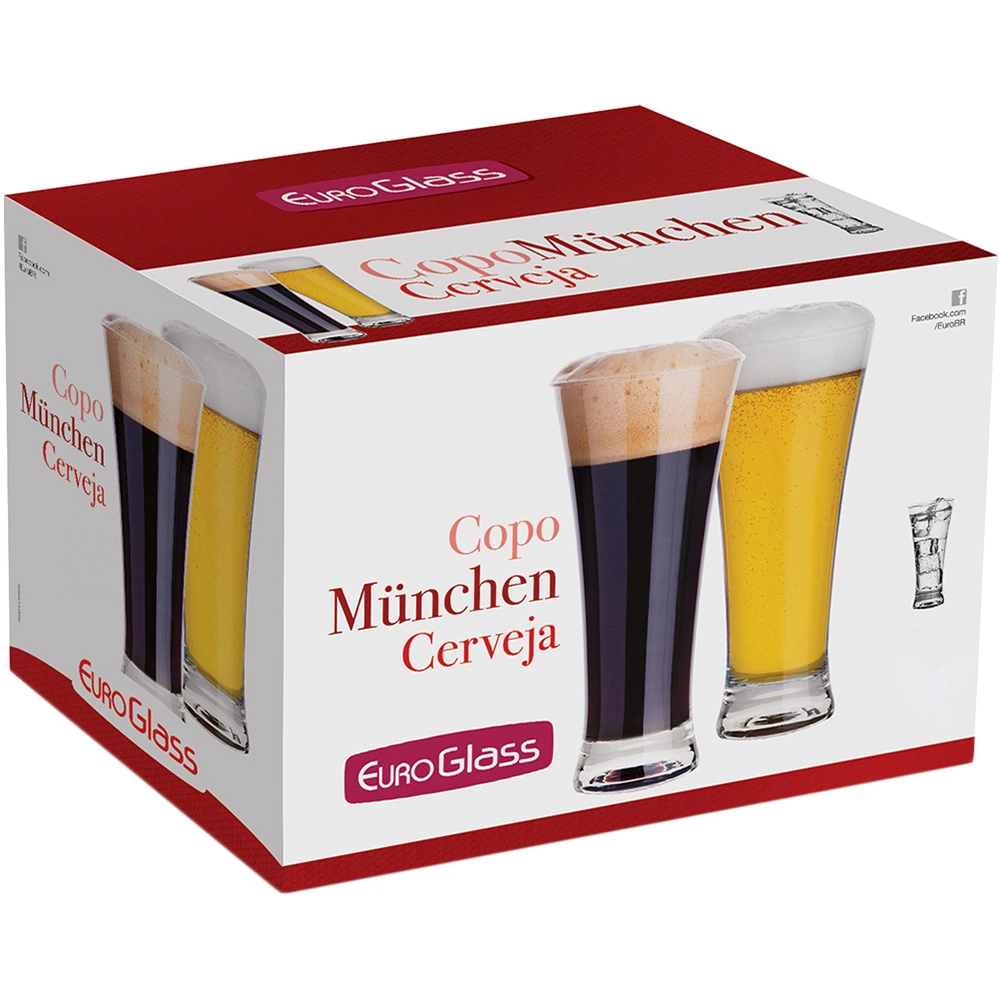 Conjunto de Copos Munchen Cerveja 360ml 6 Peças - Euro Glass - 6