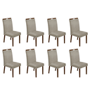 Ver imagem 1 de Kit 8 Cadeiras de Jantar Madeira Maciça em Linho Heloísa Cor da Estrutura:mel;cor do Assento:bege Li