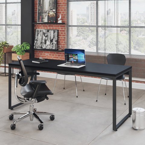Mesa de Escritório Kuadra 180cm Industrial Preto E Ônix