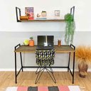 Ver imagem 5 de Mesa para Escritório de Ferro e Madeira Industrial Steel 124cm Tabaco e Preto