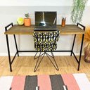 Ver imagem 1 de Mesa para Escritório de Ferro e Madeira Industrial Steel 124cm Tabaco e Preto