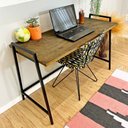 Ver imagem 3 de Mesa para Escritório de Ferro e Madeira Industrial Steel 124cm Tabaco e Preto