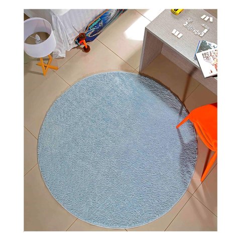 Tapete Redondo 1,00m Azul Bebe Classic Oasis
