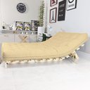 Ver imagem 4 de Sofa Cama Casal Futon Oriental Bege Sarja Impermeável com Madeira Maciça