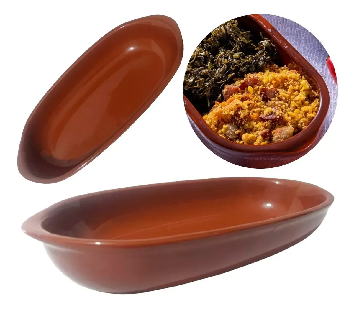 Assadeira Porcelana Travessa 240ml Refratária Marrom - 6