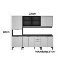 Ver imagem 2 de Cozinha Completa Alpha 5 Peças (2aéreos+2balcões+1paneleiro) C5p130 Freijo/off White - Carraro