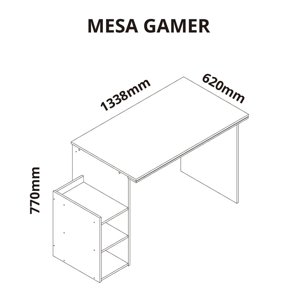 Mesa Gamer Escrivaninha com Nichos Gelius Móveis - 11