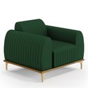 Ver imagem 3 de Kit 02 Poltronas Decorativa Base Madeira Pés D'Ouro Molino D02 Veludo Verde Musgo C-303 - Lyam