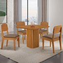 Ver imagem 1 de Conjunto Mesa de Jantar 90cm com 4 Cadeiras 100% MDF Multimóveis Crrft-CON053 Madeirado/Cappuccino