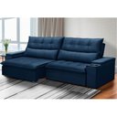 Ver imagem 2 de Sofá Retrátil Reclinável 3 Lugares 250cm Moritz F05 Veludo Azul - Mpozenato