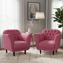 Ver imagem 1 de Kit 2 Poltronas Decorativa Dália Veludo Rosa