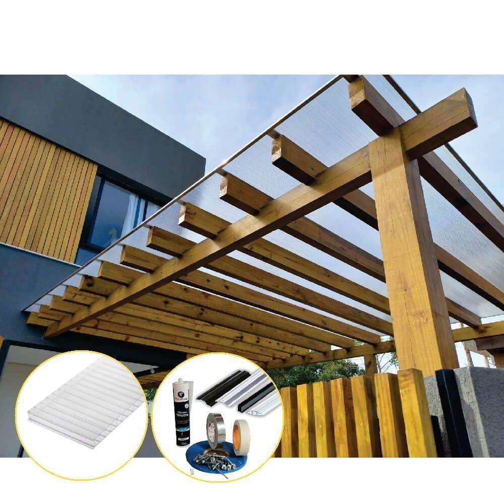 Kit Policarbonato Cristal 4mm 2,00m X 3,00m - Perfis Naturais - 3
