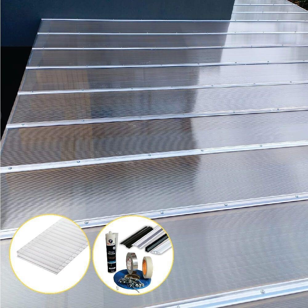 Kit Policarbonato Cristal 4mm 2,00m X 3,00m - Perfis Naturais - 2