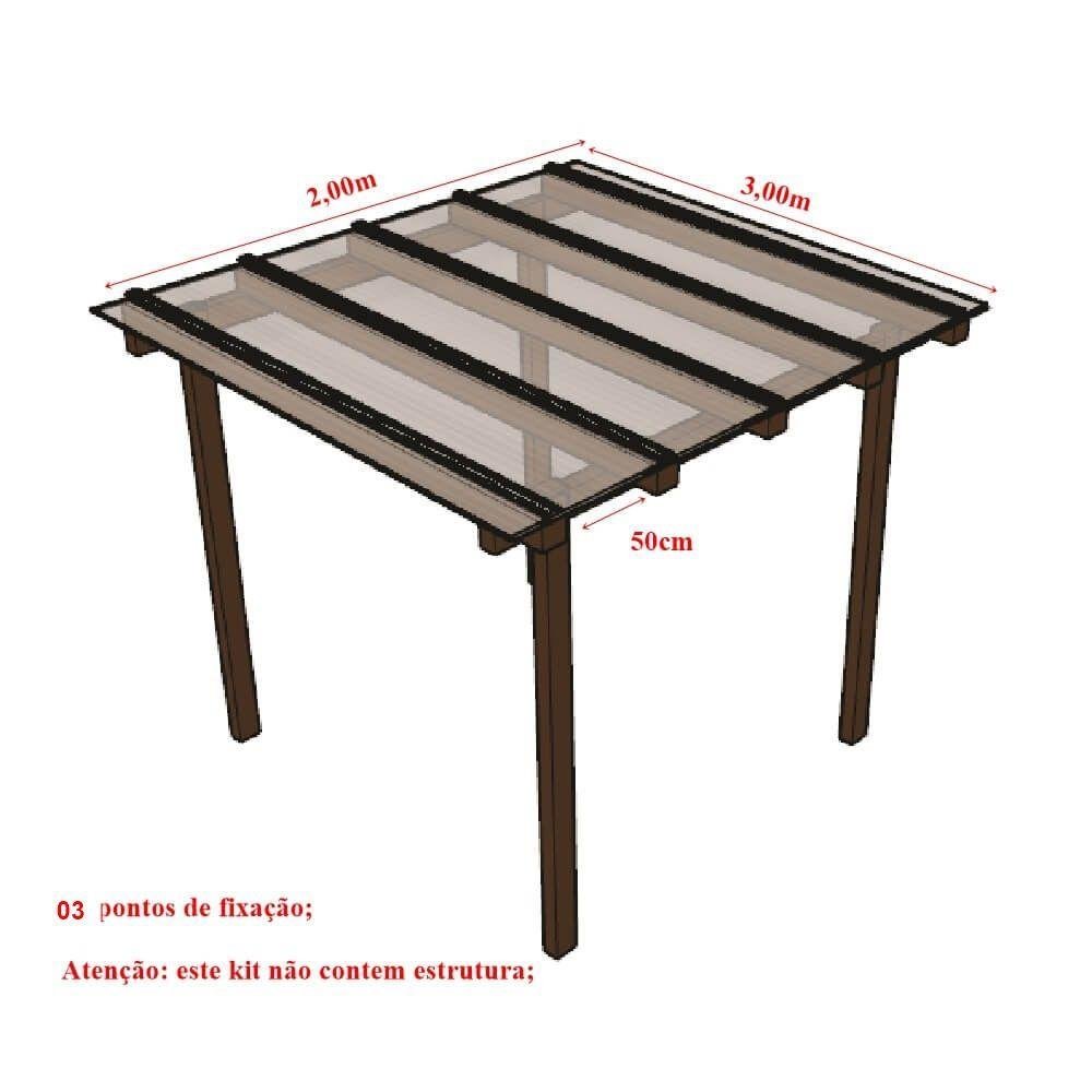 Kit Policarbonato Cristal 4mm 2,00m X 3,00m - Perfis Naturais - 5