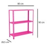 Estante Aço 3 Prateleiras Eaf007 Rosa - 2