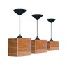 Conjunto 3 Luminarias Pendentes Cannes De Teto Em Cubo Madeira Vintage - Cor: Marrom - 4
