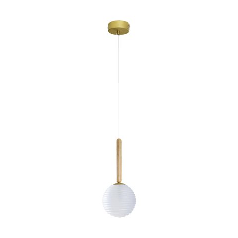 Pendente Eloa ZR136 Madeira Branco Globo Vidro 15cm + G9 BQ Starlux ST2603