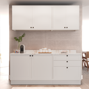 Ver imagem 2 de Cozinha Compacta Modulada 6 Portas 3 Gavetas 100% MDF sem Tampo Sevilha Branco/Artico