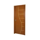 Ver imagem 5 de Kit Porta de Madeira Decorada 215x74cm com Batente de MDF Ultra 10cm Cantareira MGM Marrom/Mogno