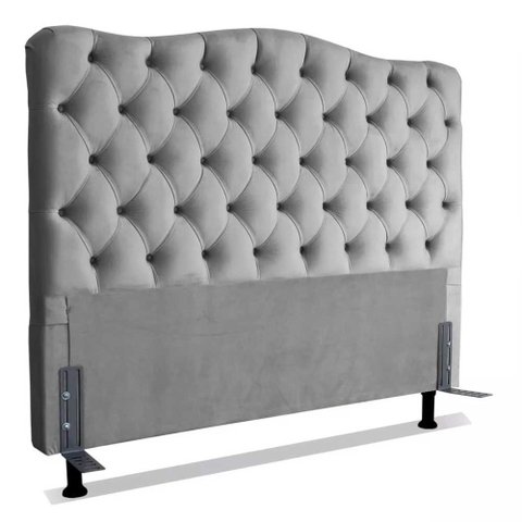 Cabeceira Cama Queen Size Box Casal Estofada 1,6 m Realeza:Corino Cinza Claro